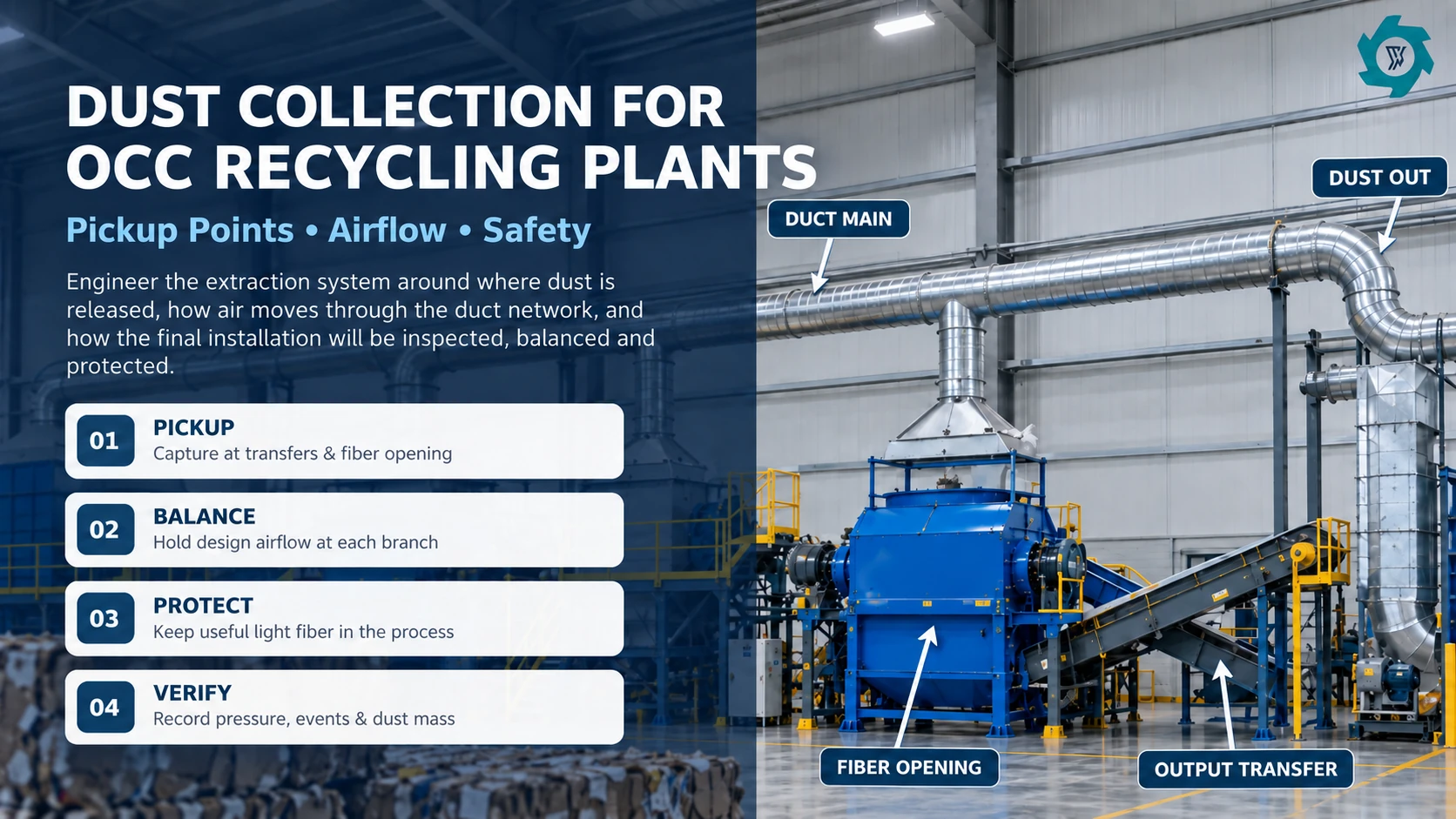 Dust Collection for OCC Recycling Plants: Pickup Points, Airflow & Safety